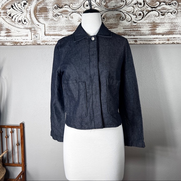 COS Jackets & Blazers - COS blue charcoal crop denim jacket size EUR 36